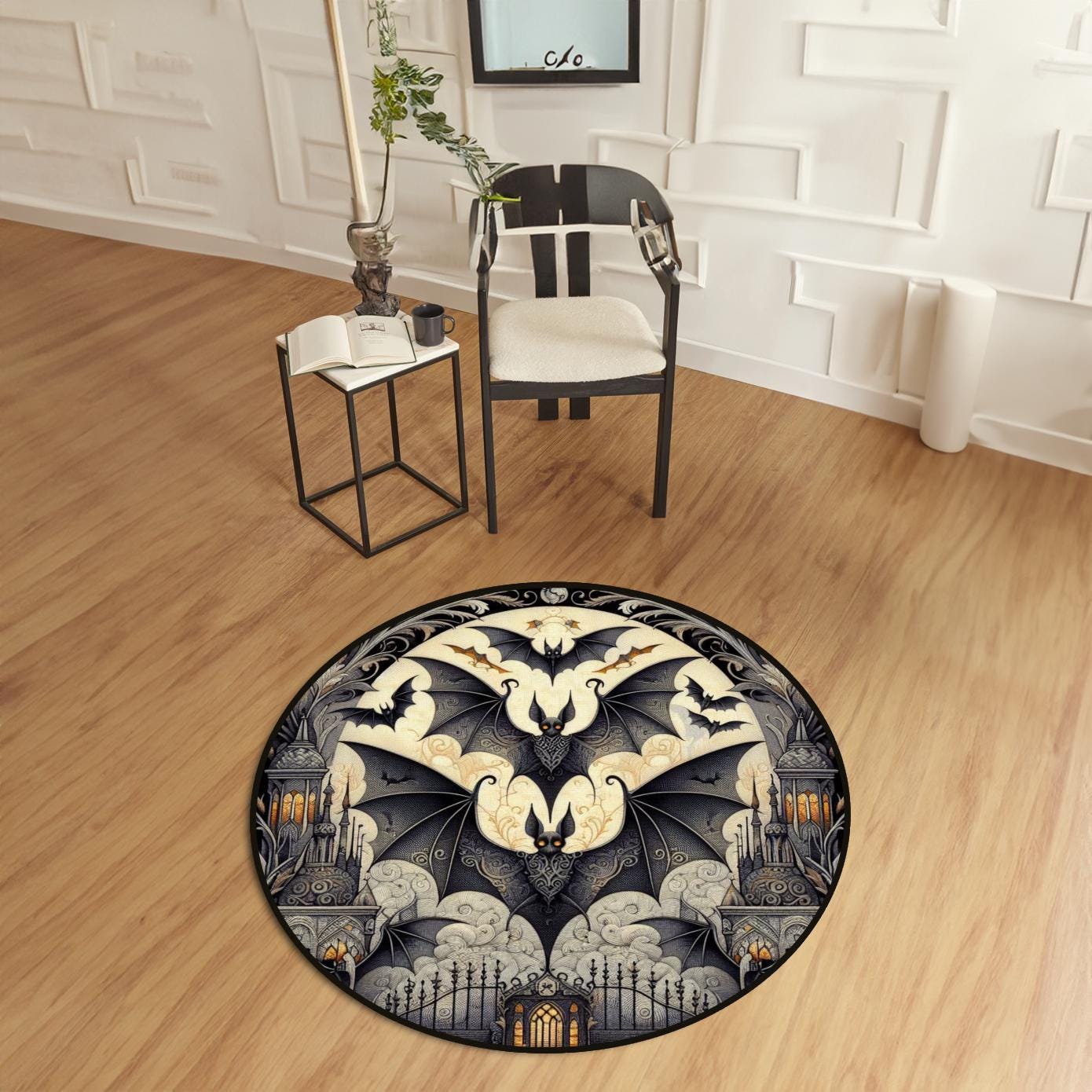 Gothic Bat Rug, Halloween Bat Rug, Gothic Horror Themed Rug, Spooky Rug, Dark Aesthetic Rug, Halloween Home Decor, Halloween Gift, Bat Rug