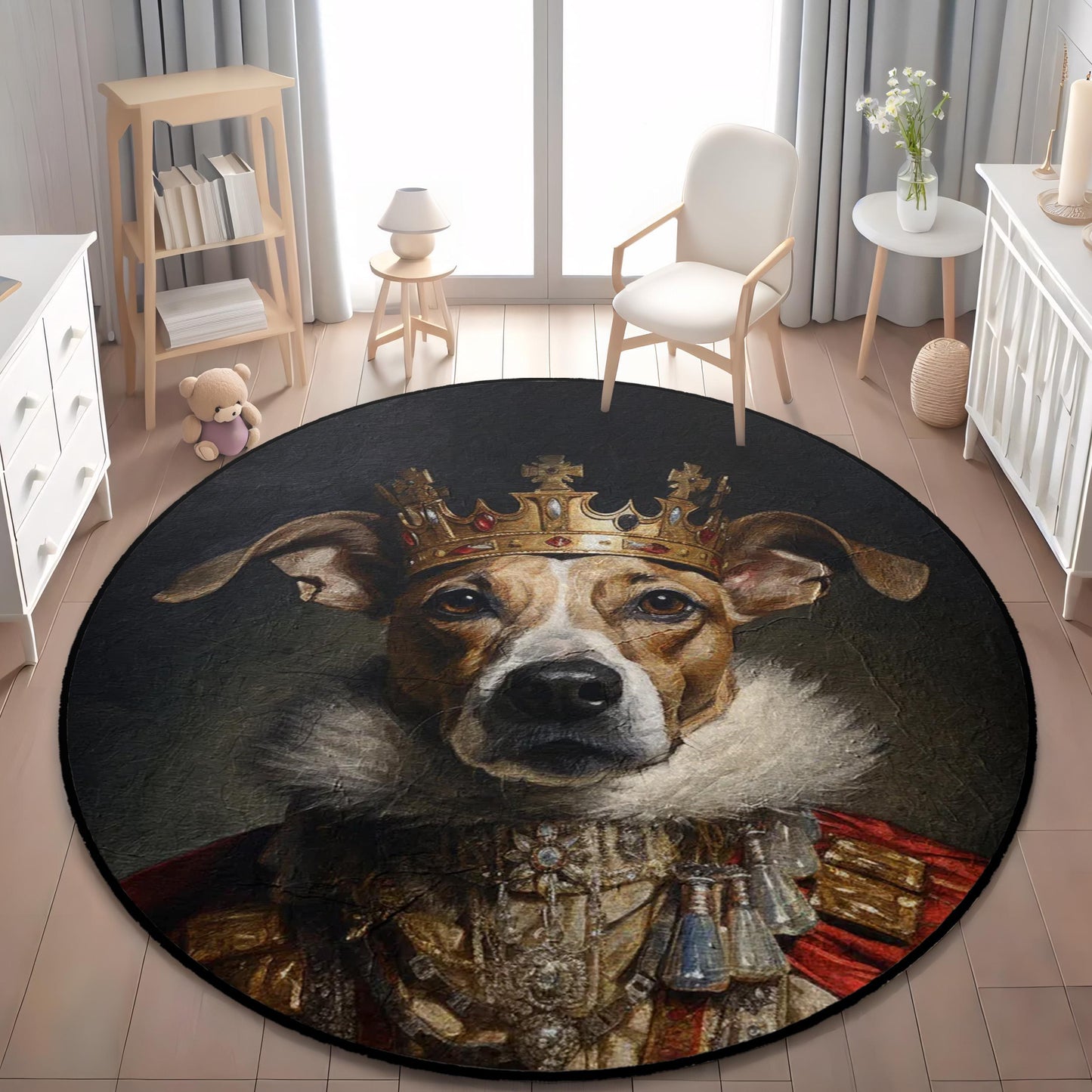 Custom Pet Portrait Painting Rug, Renaissance Dog Cat Portrait from Photo, Royal Pet King Portrait Rug, Painting Cat Rug,Portrait Dog Carpet