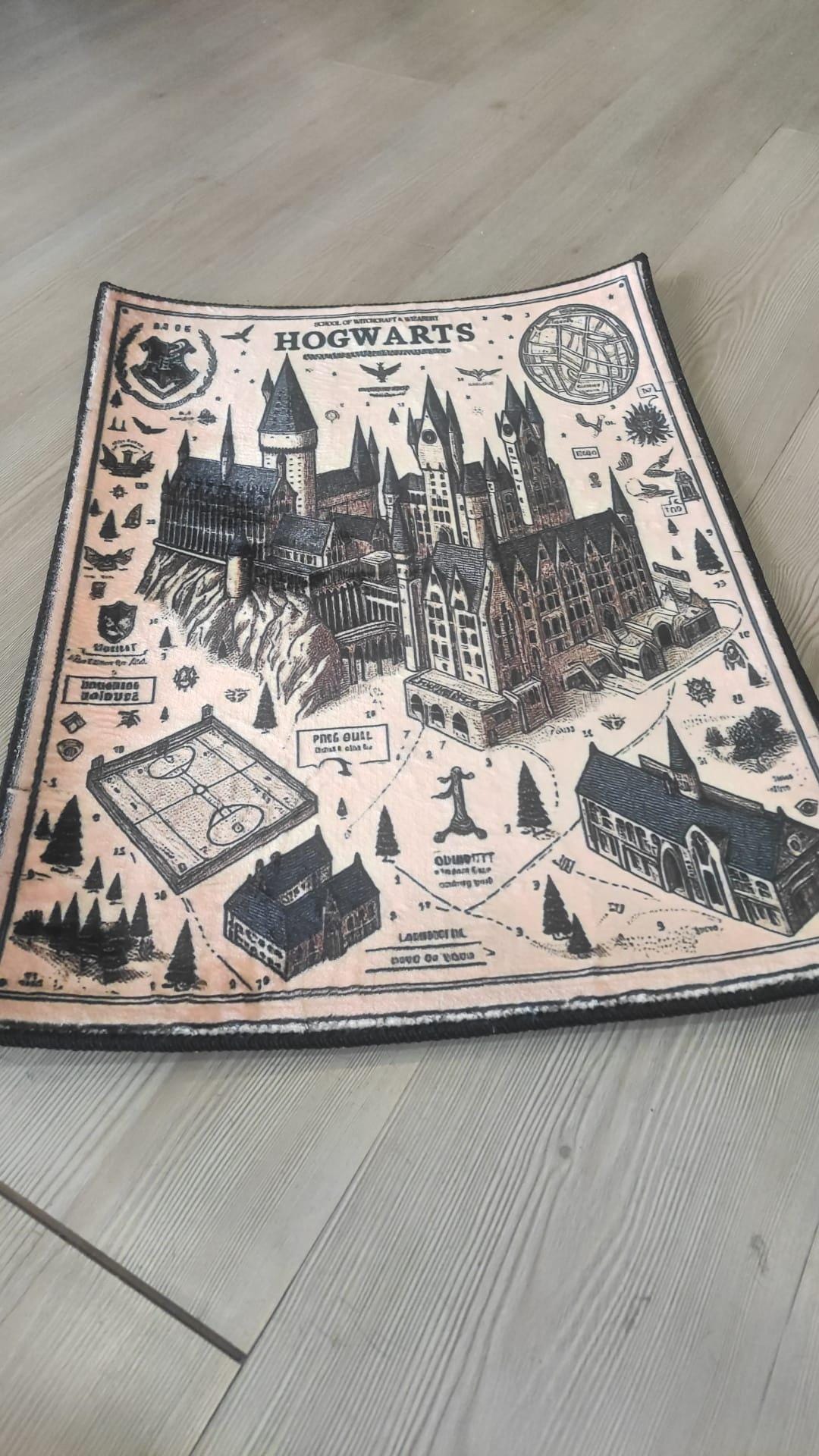 School for Wizarding Rug, Witchcraft Rug, Wizardry Rug, Fantasy Map of Wizarding School Rug, Potter Fans Rug, Kids Room Decor, Youth Rug