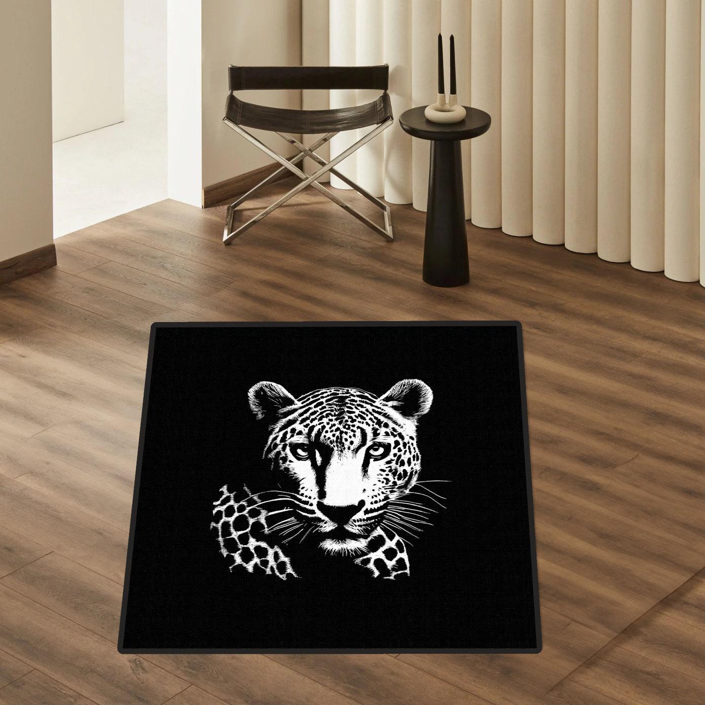 Jaguar Rug, Animal Rug, Jaguar Carpet, Animal Pattern Rug, Tiger Themed Rug, Wildcat Rug, Wildlife Rug, Living Room Rug, Boho Black Rug