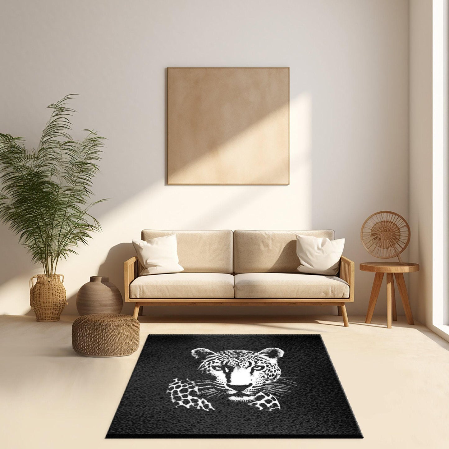 Jaguar Rug, Animal Rug, Jaguar Carpet, Animal Pattern Rug, Tiger Themed Rug, Wildcat Rug, Wildlife Rug, Living Room Rug, Boho Black Rug