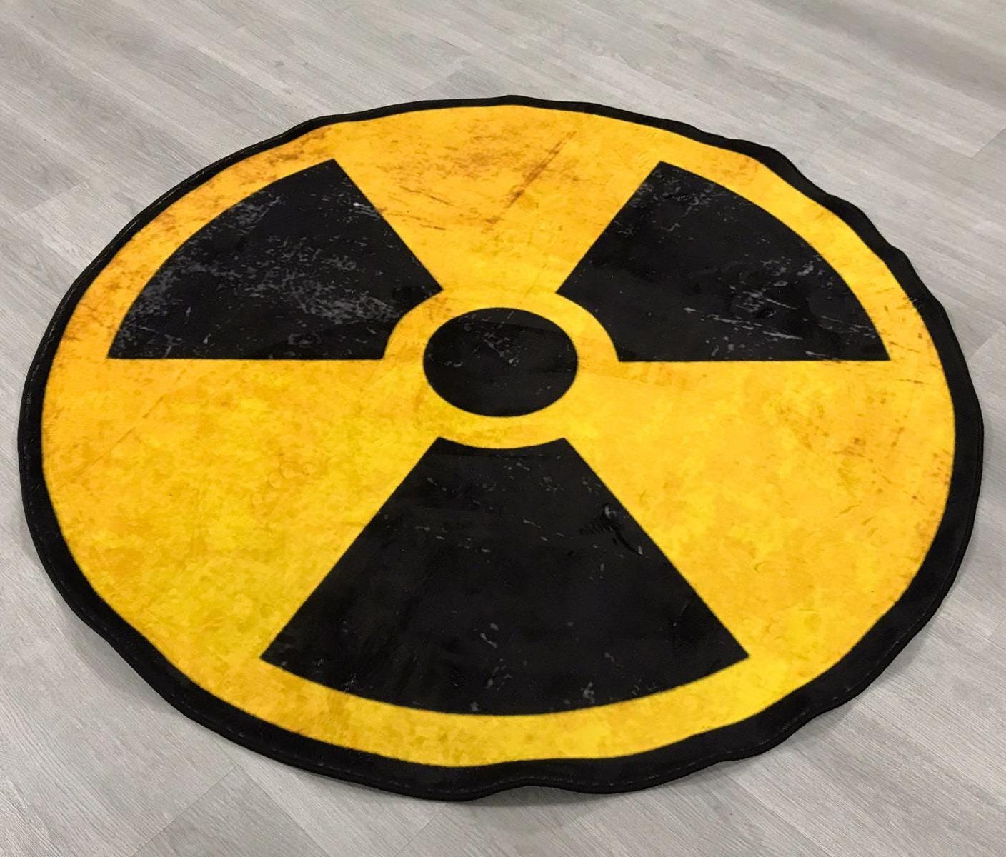 Gamer Rug with Radiation Symbol, Geeky Warning Sign Rug, Gaming Room Decor, Cool Decor for Gamers, Nuclear Symbol Rug, Cool Gaming Gift