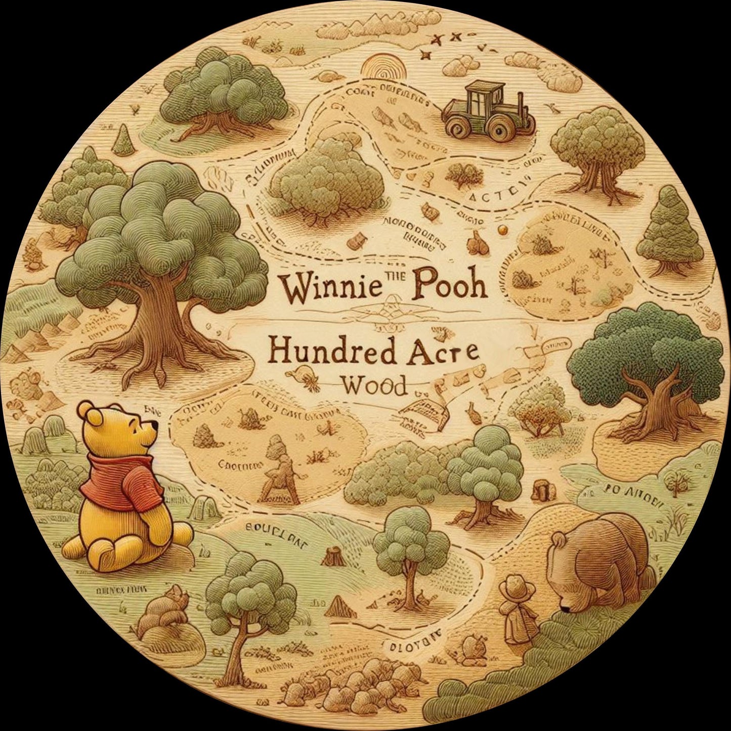 Hundred Acre Wood Nursery Rug, Winnie the Pooh Play Mat, Cartoon Bear Kids Rug, Soft Nursery Rug, Winnie the Pooh Themed Playroom Rug