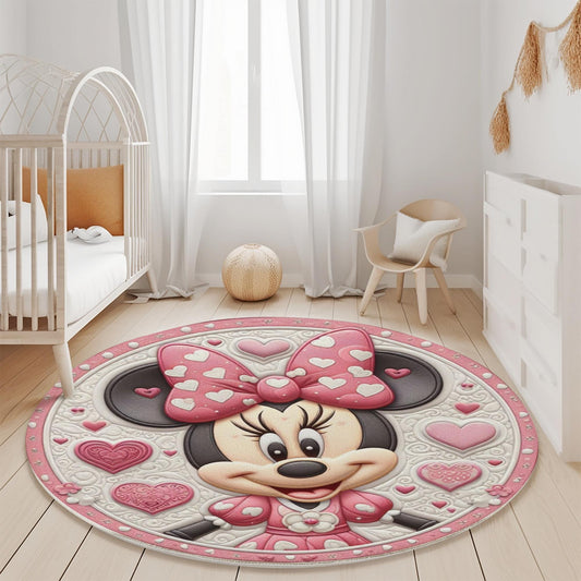 Disney Minnie Mouse Nursery Rug, Soft Pink Minnie Mouse Rug, Baby Room Decor, Playroom Area Rug for Girls, Disney-Inspired Room Carpet