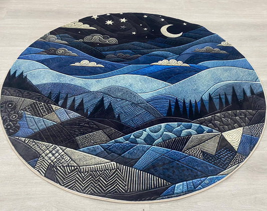 Night Sky Rug, Landscape Rug, Gothic Woodland Rug, Black Rug with Enchanting Forest Design, Dark and Elegant Home Decor, Living Room Rug