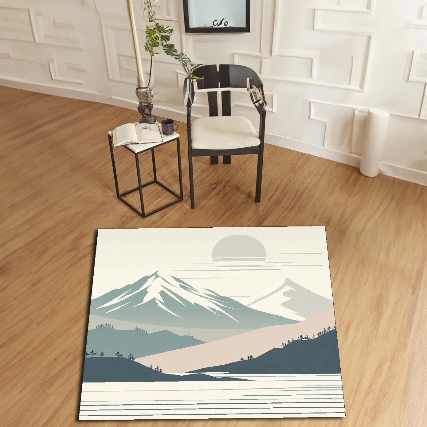 Mountain Ranges Rugs, Mountain Rug, Modern Rug, Landscape Rug, Saloon Rug, Mountain View Rug, Landscape Rug, Lake Rug, Gift For New Home