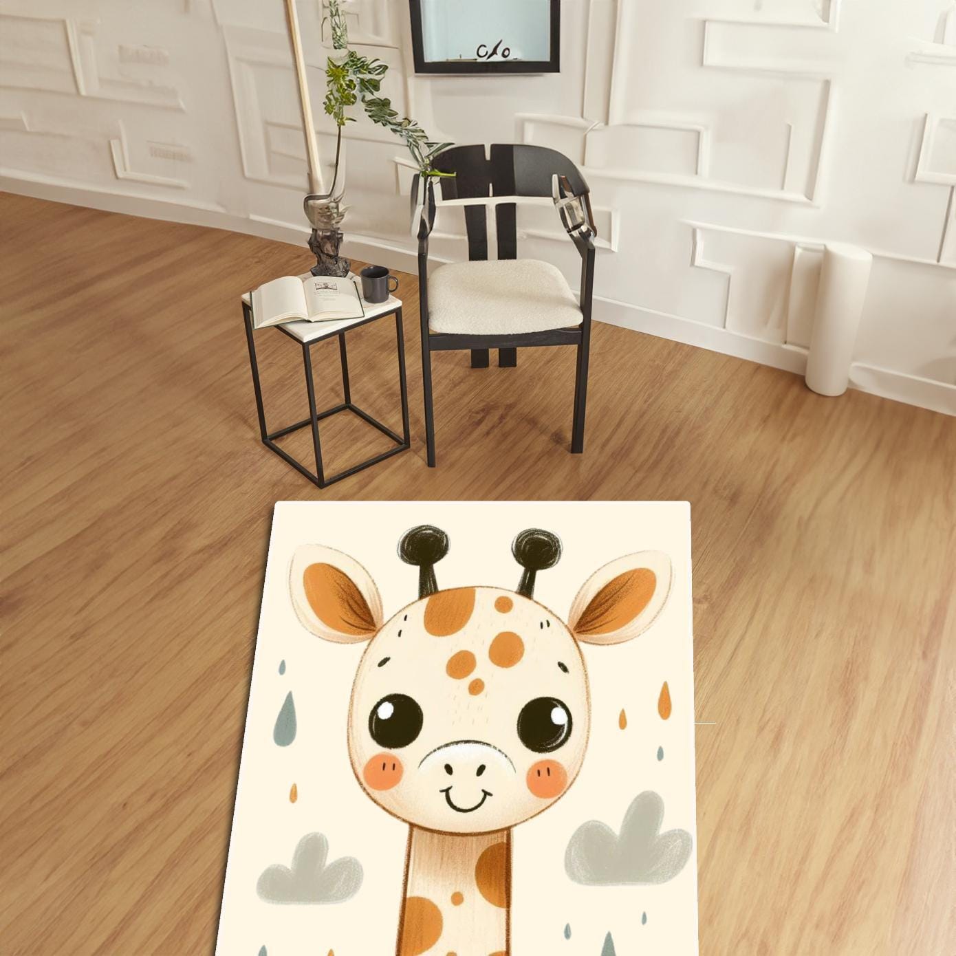 Giraffe Nursery Rug, Baby Room Decor, Animal Print Rug for Newborns, Soft and Cozy Kids Room Mat, Playroom Carpet, Giraffe Rug, Baby Mat