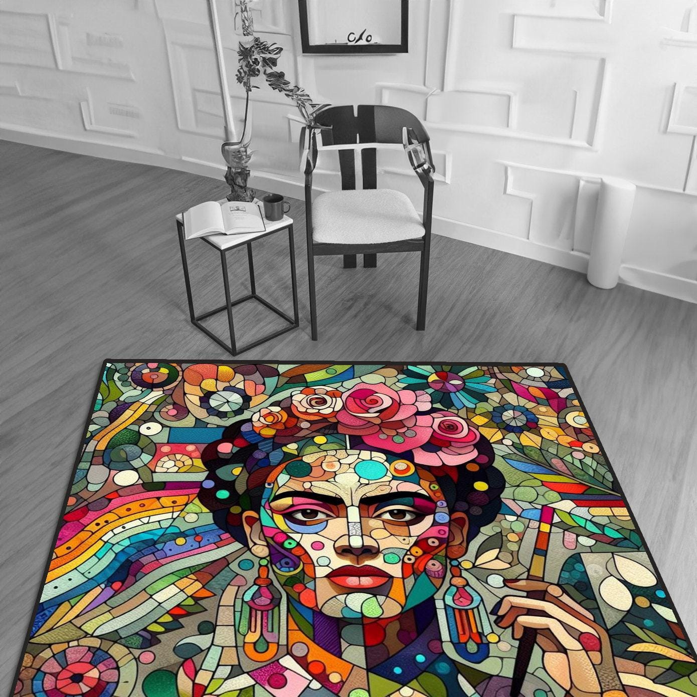 Frida Kahlo Rug, Colorful Frida Kahlo Rug, Mothers Days Gift Rug, For Frida Kahlo Lovers, Famous Frida Rug, Floor Rug, Indoor Rug,Saloon Rug