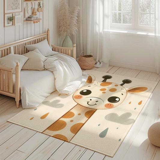 Giraffe Nursery Rug, Baby Room Decor, Animal Print Rug for Newborns, Soft and Cozy Kids Room Mat, Playroom Carpet, Giraffe Rug, Baby Mat