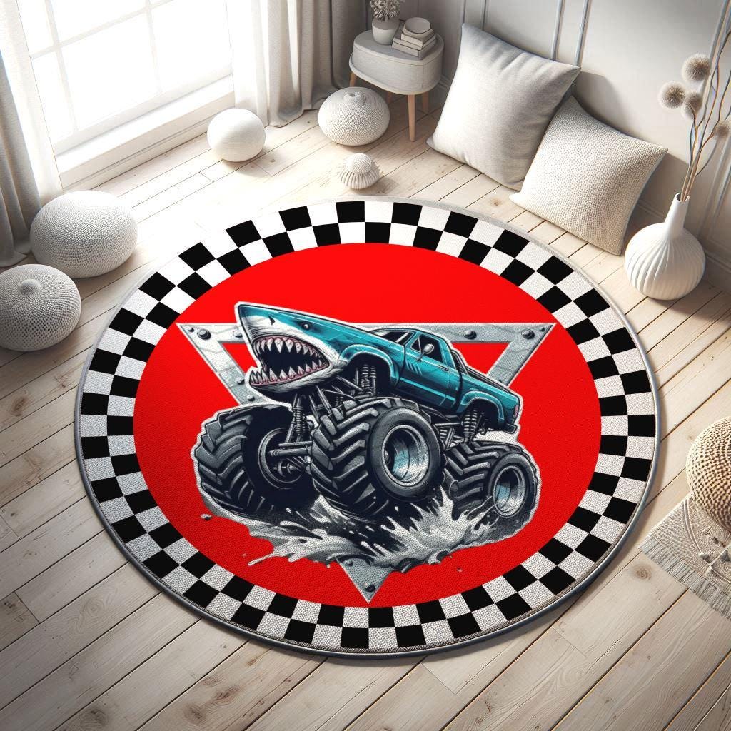 Monster Truck Rug for Kids, Custom Truck Rug, Personalized Tractor Kids Room Rug,Toddler Playroom Rug,Tractor Lover Nursery Rug,Fun Area Rug