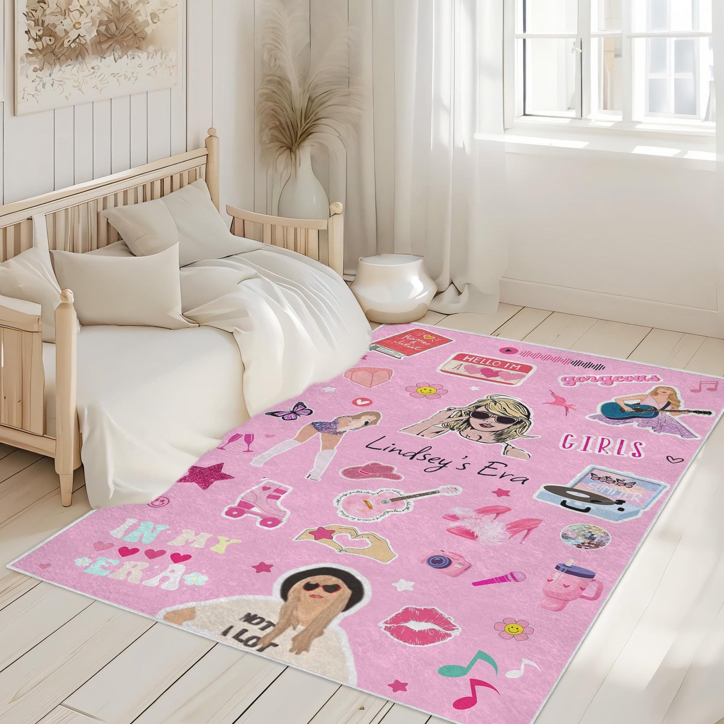 Personalized Era Rug, Pink Version Rug, Girls Room Decor, Music Concert Rug, Girls Room Rug, Gift For Her, Birthday Gift, Swifty TS gift,