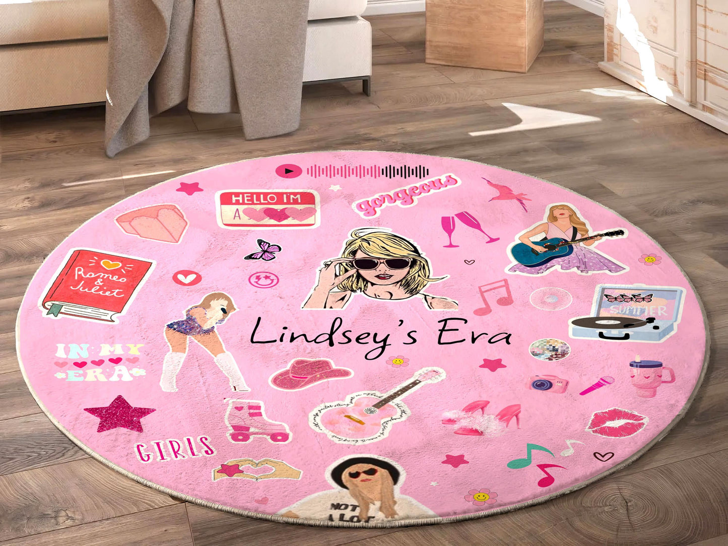 Personalized Era Rug, Pink Version Rug, Girls Room Decor, Music Concert Rug, Girls Room Rug, Gift For Her, Birthday Gift, Swifty TS gift,