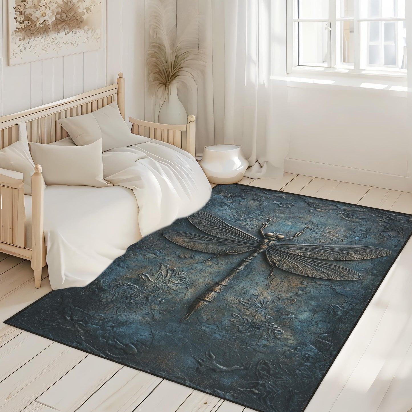 Dragonfly Rug - Modern Area Rug - Dragonfly Art Rug for Home Decor - Housewarming Gift, Birthday Gift, Personalized Gift for Him Her