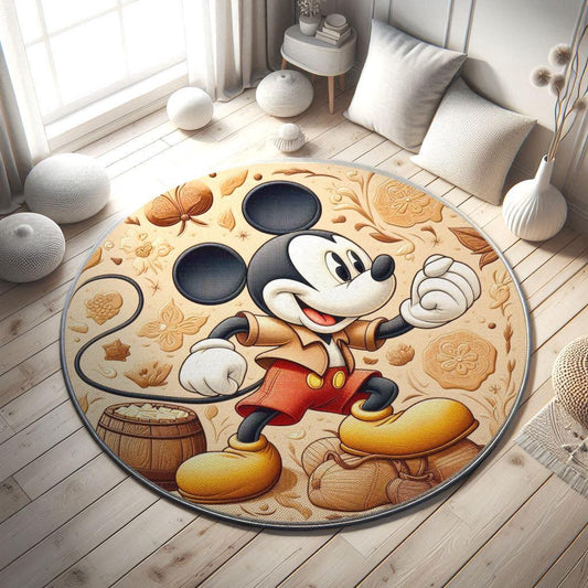 Disney Mickey Mouse Nursery Rug, Vintage Mickey Rug, Rustic Mickey Mouse Decor, Playroom Rug, Baby Room Decor, Kids Room Rug, Brown Area Rug