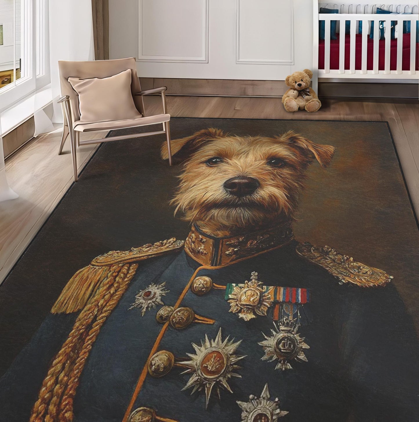 Custom Pet Portrait Painting Rug, Renaissance Dog Cat Portrait from Photo, Royal Pet King Portrait Rug, Painting Cat Rug,Portrait Dog Carpet