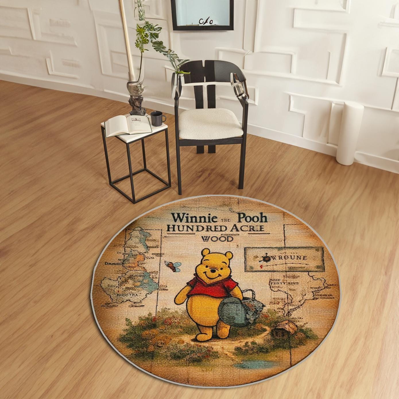 Winnie the Pooh Baby Rug - Hundred Acre Wood Nursery Room Rug - Woodland Play Mat for Kids - Toddler Floor Mat featuring Pooh Bear