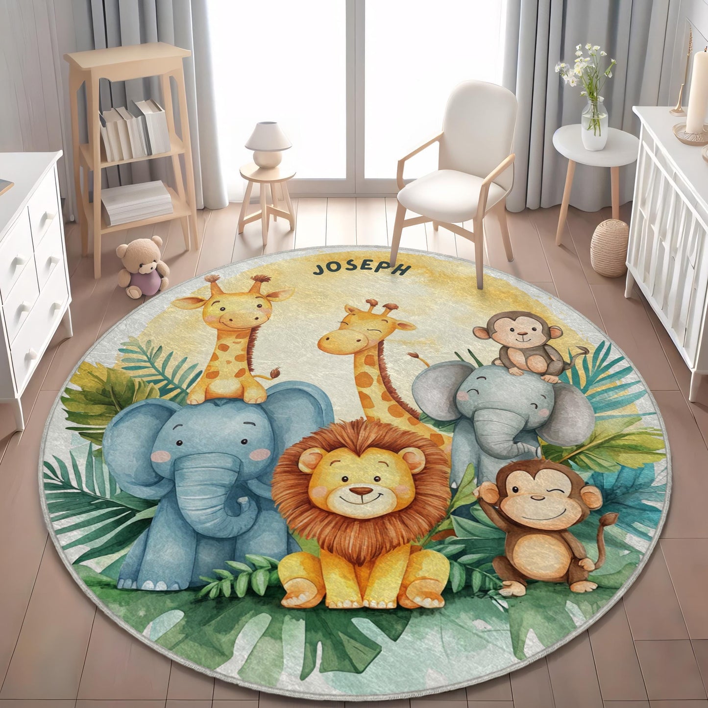 Custom Safari Baby Rug, Animals Playground Carpet, Soft Nursery Kids Rug, Safari Animals Kids Rug, Jungle Kids Rug, Nursery Rug,Baby Playmat