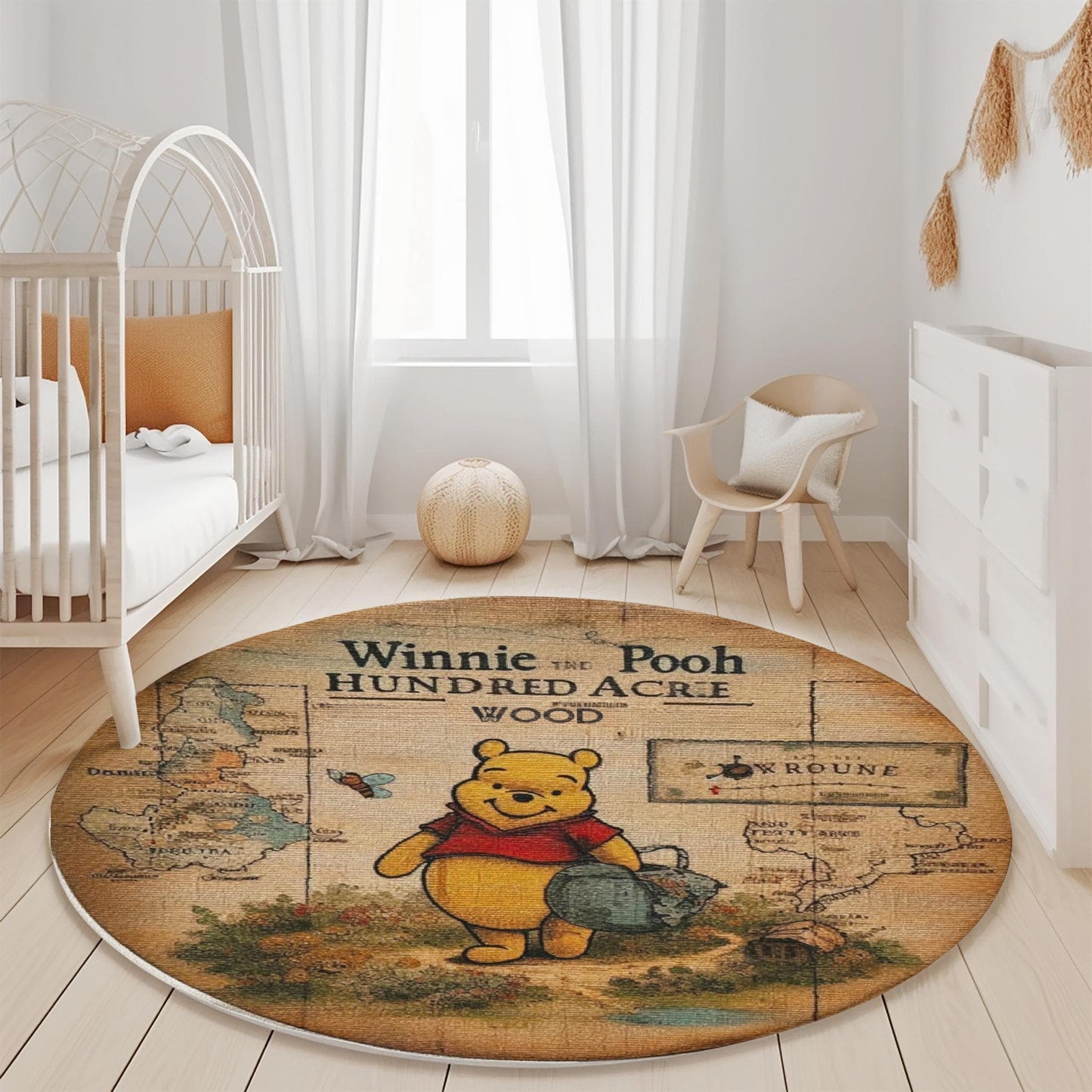 Winnie the Pooh Baby Rug - Hundred Acre Wood Nursery Room Rug - Woodland Play Mat for Kids - Toddler Floor Mat featuring Pooh Bear