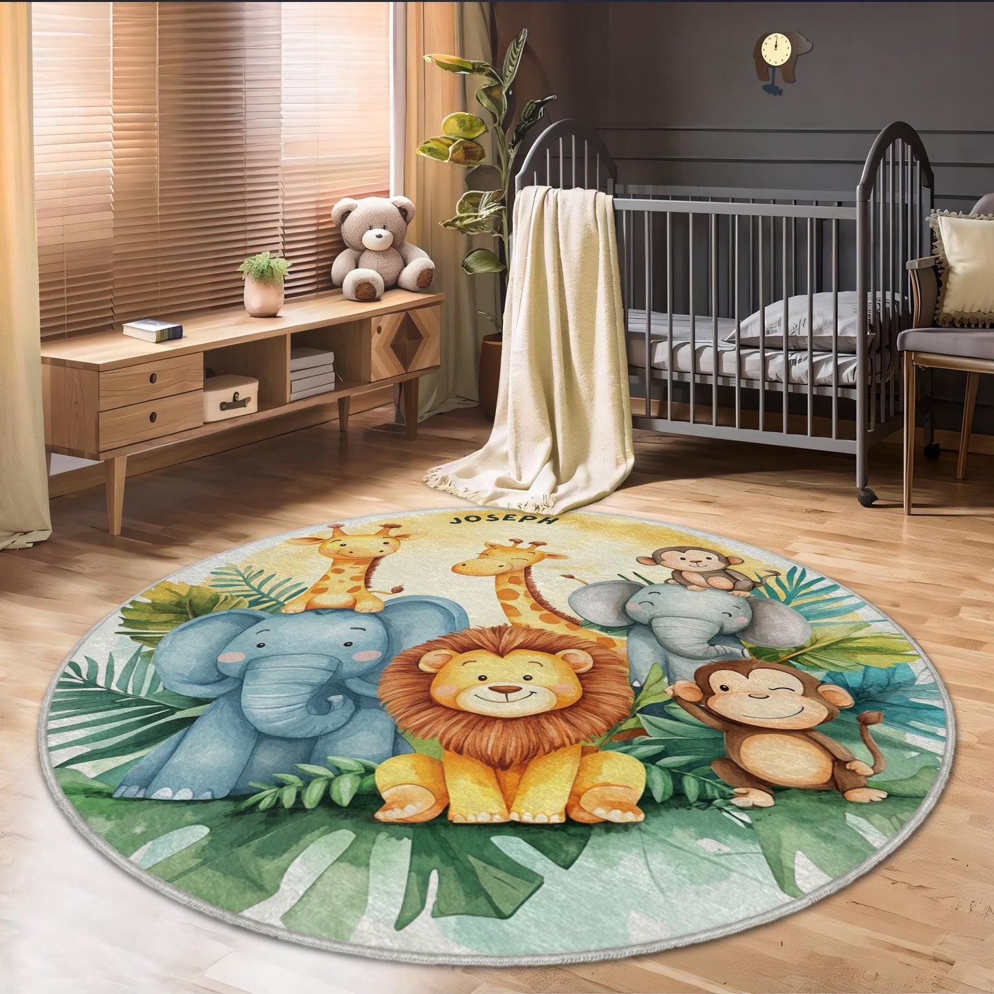 Custom Safari Baby Rug, Animals Playground Carpet, Soft Nursery Kids Rug, Safari Animals Kids Rug, Jungle Kids Rug, Nursery Rug,Baby Playmat